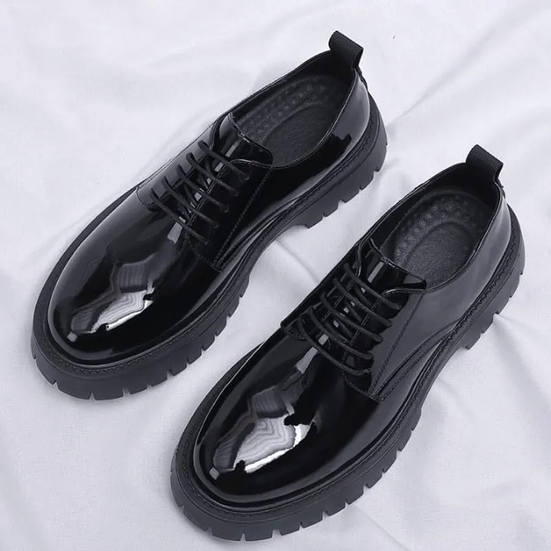 Mens Oxfords Shiny Patent Leather Lace Up Casual Prom Party Shoes for Wedding Evening Uniform Party Office Dress Shoes