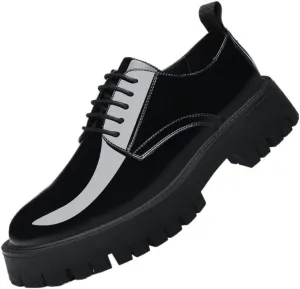 Mens Oxfords Shiny Patent Leather Lace Up Casual Prom Party Shoes for Wedding Evening Uniform Party Office Dress Shoes