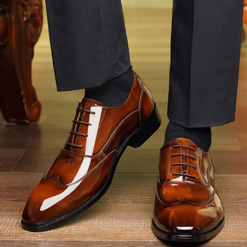 Men's Patent Leather Formal Business Oxford Dress Shoes for Driving Walking Wedding Outdoor Indoor Size