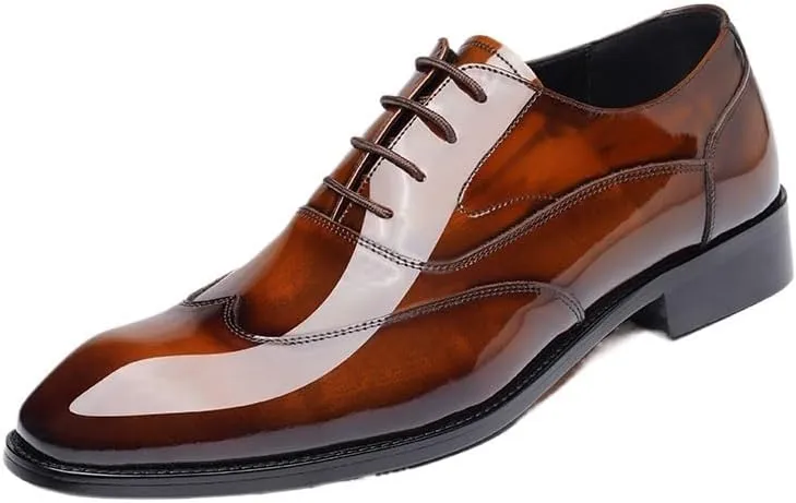 Men's Patent Leather Formal Business Oxford Dress Shoes for Driving Walking Wedding Outdoor Indoor Size