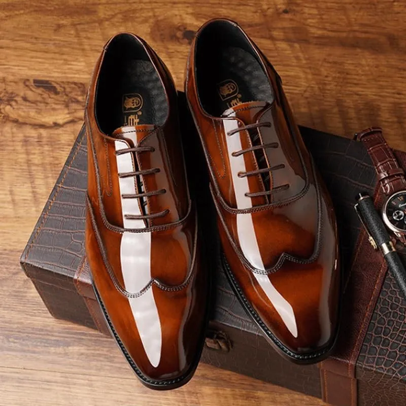 Men's Patent Leather Formal Business Oxford Dress Shoes for Driving Walking Wedding Outdoor Indoor Size