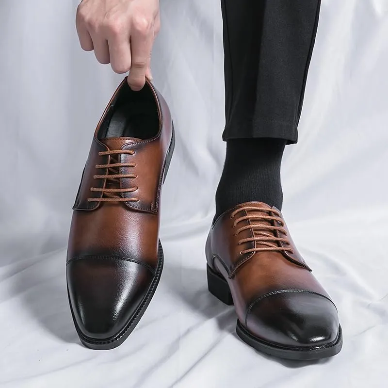 Men's Patent Leather Oxford Shoes Comfortable Classic Pointed Toe Tuxedo Dress Shoes Breathable Leather Wingtip Brogue Shoes for Men(Brown,10)