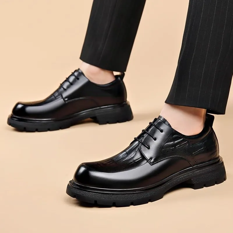 Men's Platform Dress Shoes Men's Genuine Leather Low Oxford for Business Work & Daily