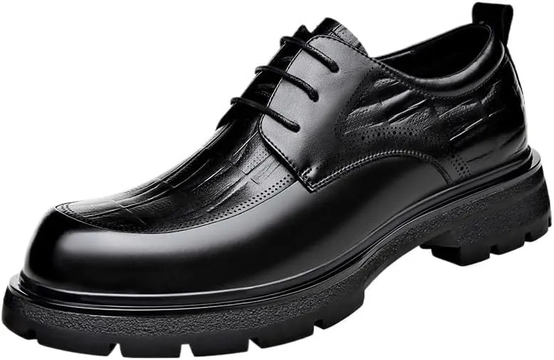 Men's Platform Dress Shoes Men's Genuine Leather Low Oxford for Business Work & Daily