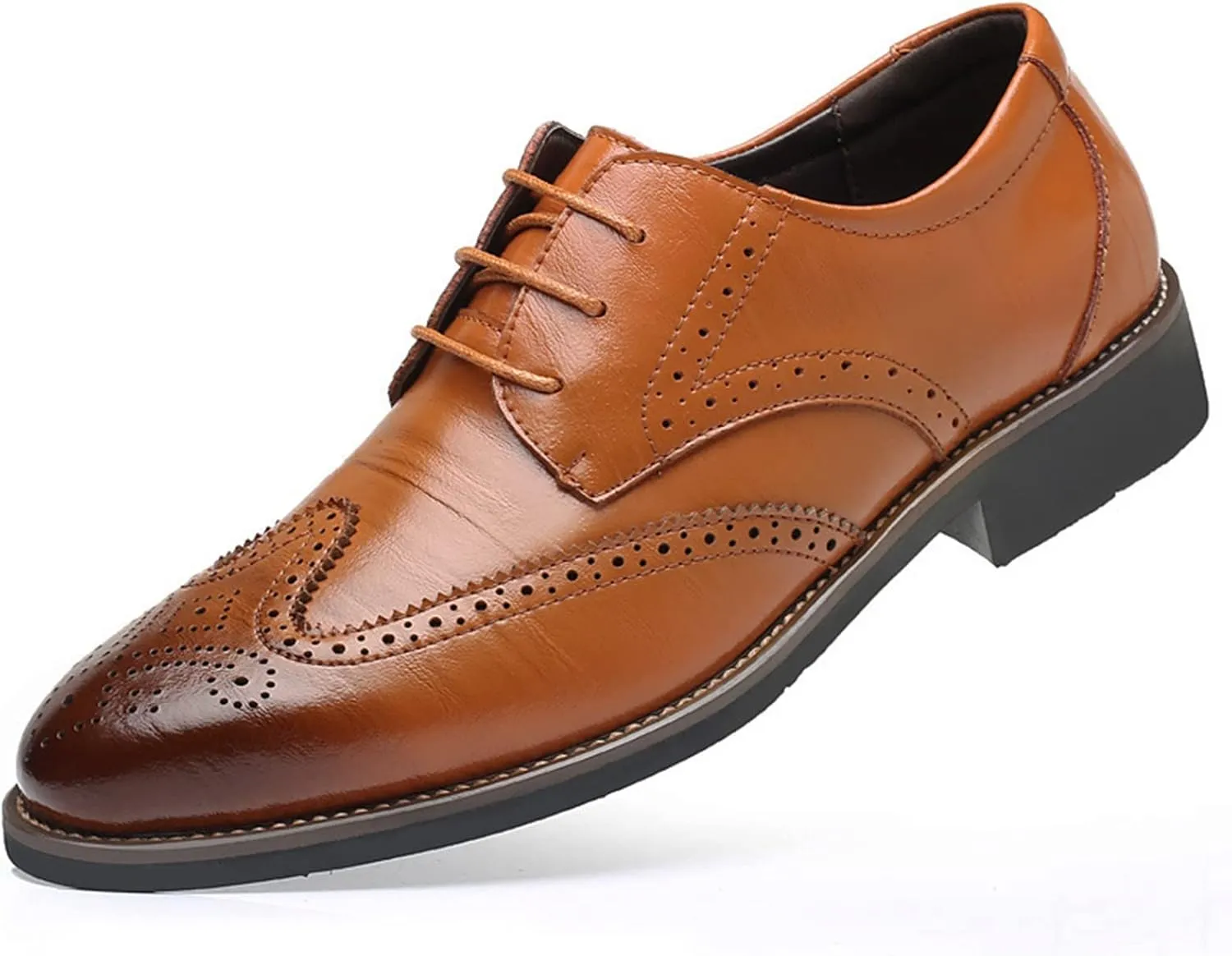 Mens Premium Leather Dress Shoes Comfort Business Classical Style Men's Breathable Hollow Business Casual Pointed Shoes Men's Handmade Dress Shoes Oxford Formal Leather