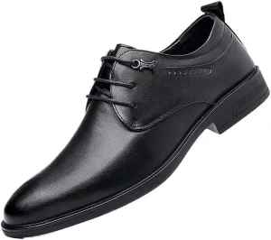 Mens Retro Comfortable Business Formal Oxfords Lace-up Derby Shoes Non-Slip Softsole Walking Dress Shoes for Men