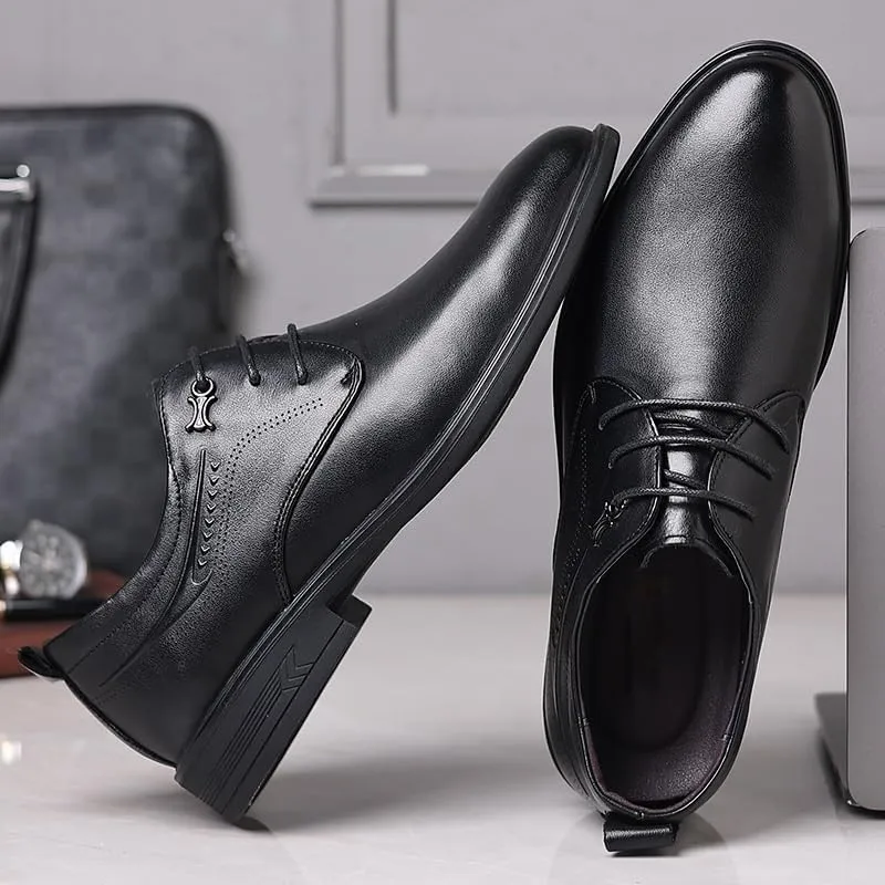 Mens Retro Comfortable Business Formal Oxfords Lace-up Derby Shoes Non-Slip Softsole Walking Dress Shoes for Men