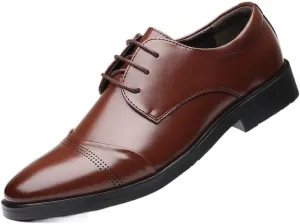 Men's Retro Oxfords Shoes Comfortable Business Lace Up Men Dress Shoes Non-Slip Softsole Pointed Toe Walking Derby Shoes