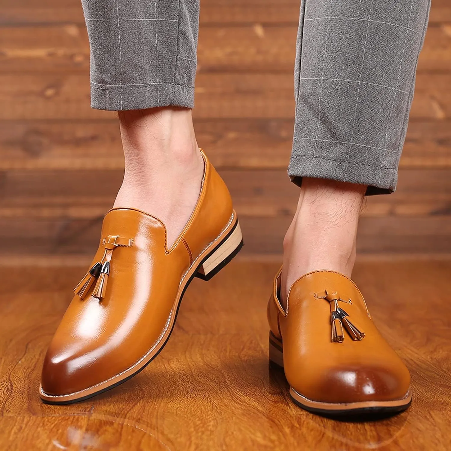 Men's Semi Formal Shoes Fashion Style Men's Breathable Tassel Comfortable Business Slip Black Dress Shoes Men Oxfords
