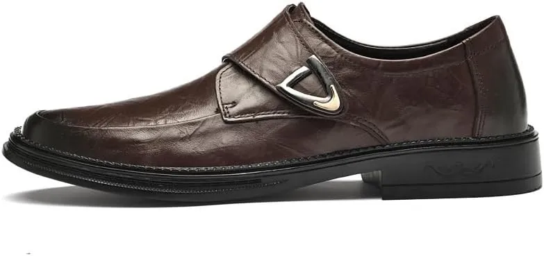 Men's Slip-On Loafers Shoes Genuine Leather Comfortable Business Casual Dress Shoes