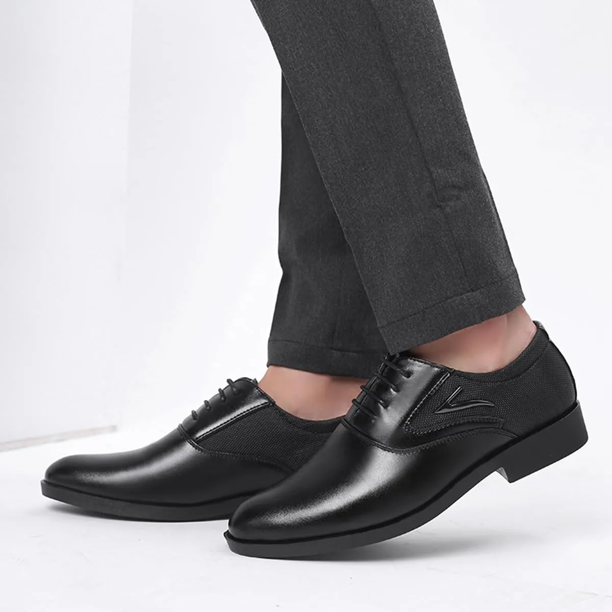 Men's Slip On Oxford Dress Shoes Classic Lace Up Patchwork Lightweight Breathable Formal Wedding Business Shoes