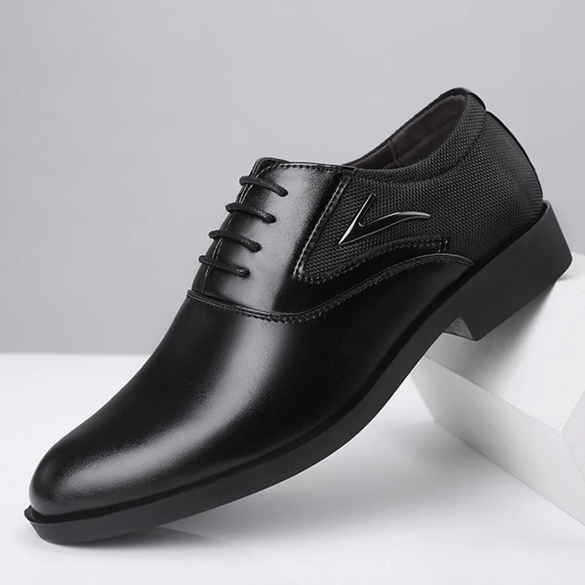 Men's Slip On Oxford Dress Shoes Classic Lace Up Patchwork Lightweight Breathable Formal Wedding Business Shoes