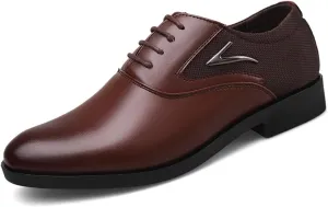 Men's Slip On Oxford Dress Shoes Classic Lace Up Patchwork Lightweight Breathable Formal Wedding Business Shoes