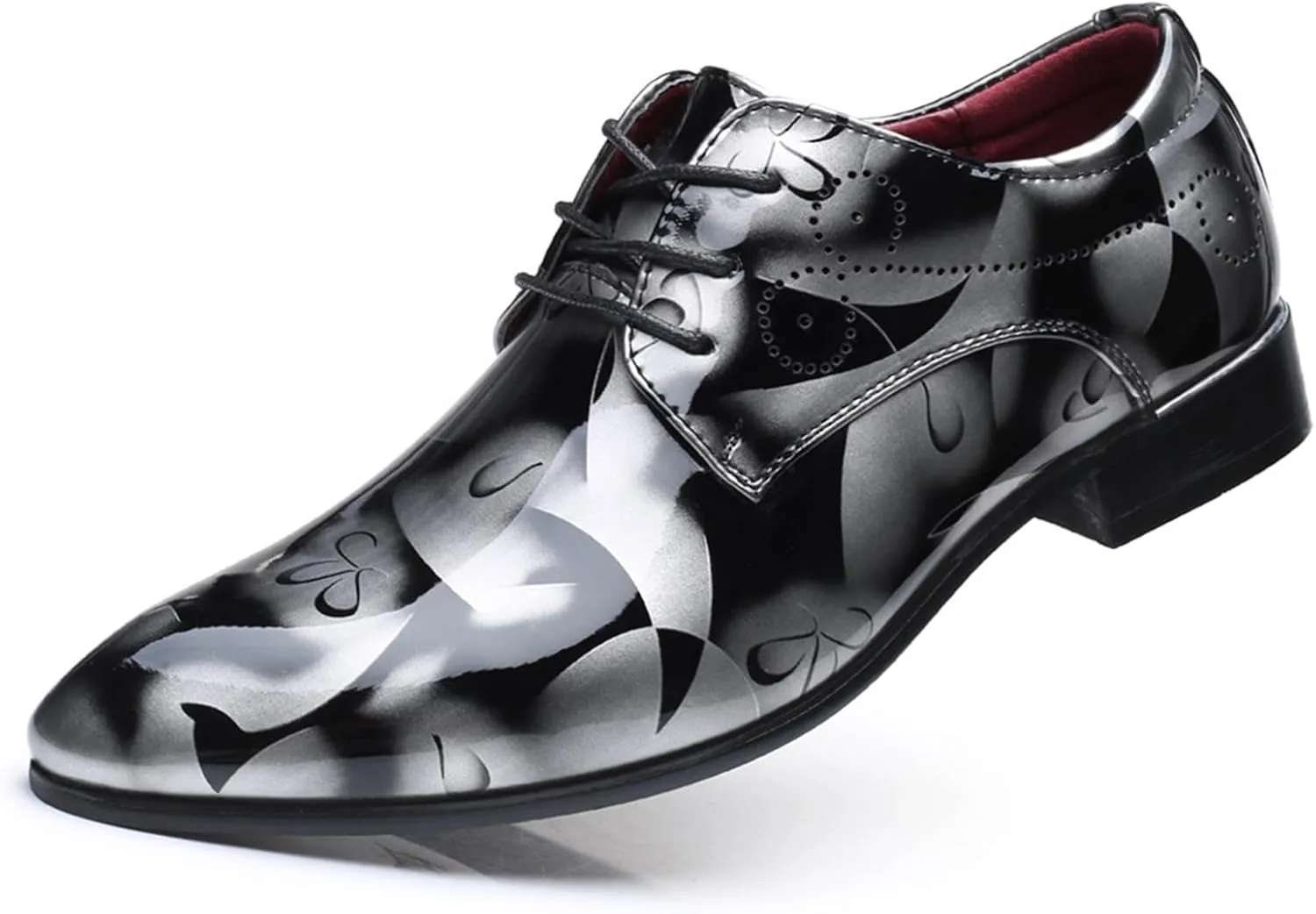 Men's Tuxedo Oxford Shoes Pointed-Toe Lace-up Patent Leather Formal Shoes Fashion Prom Wedding Dress Shoes for Men