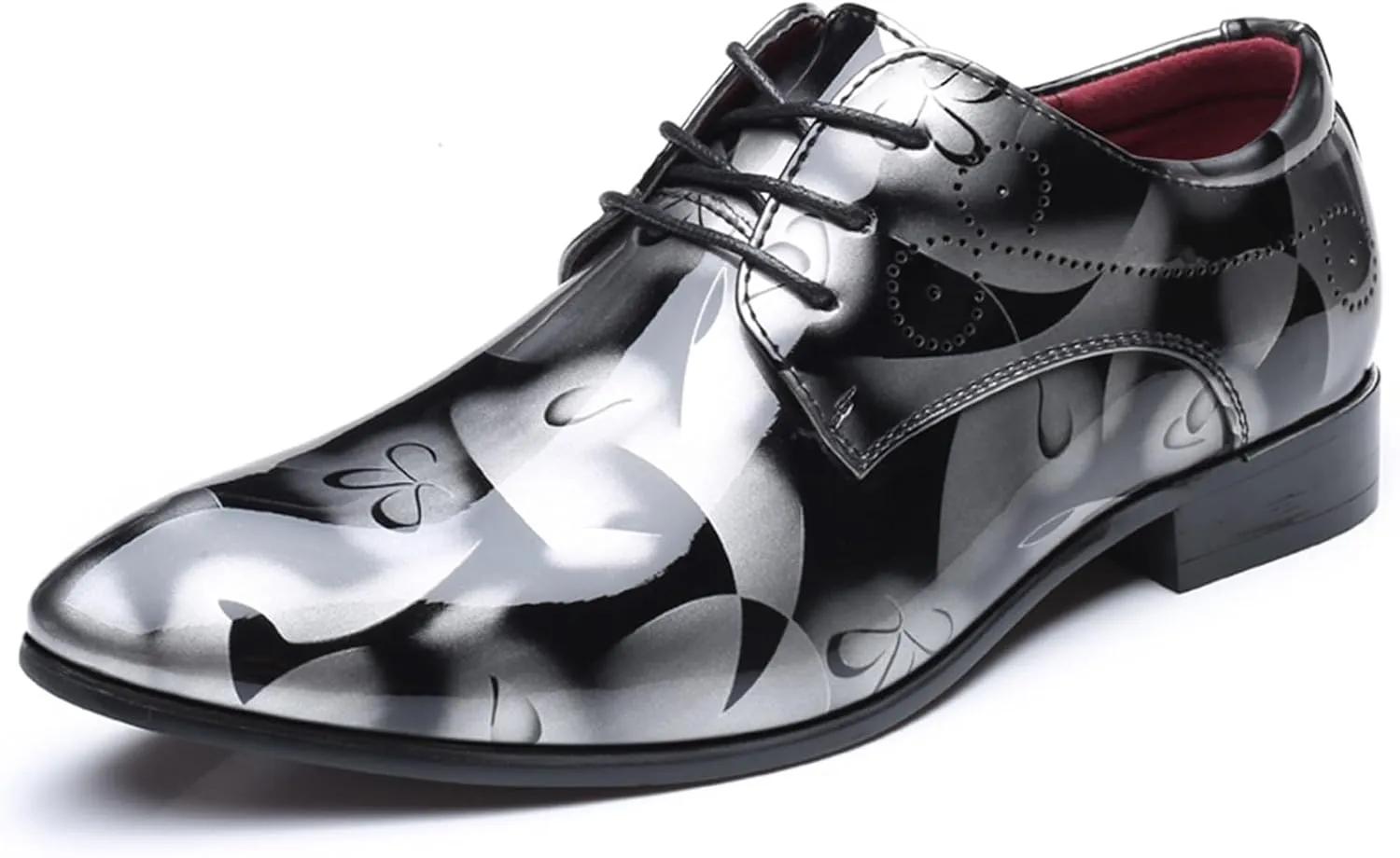 Men's Tuxedo Oxford Shoes Pointed-Toe Lace-up Patent Leather Formal Shoes Fashion Prom Wedding Dress Shoes for Men