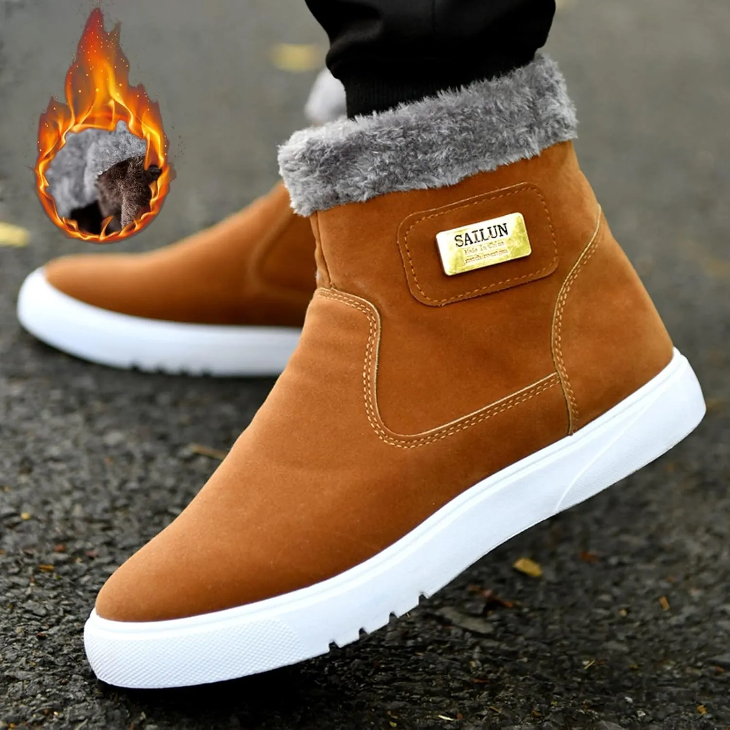 Men's Winter Boots High Top Men's Shoes Shoes Thickened Warm Snow Boots Snow Work Boots Men