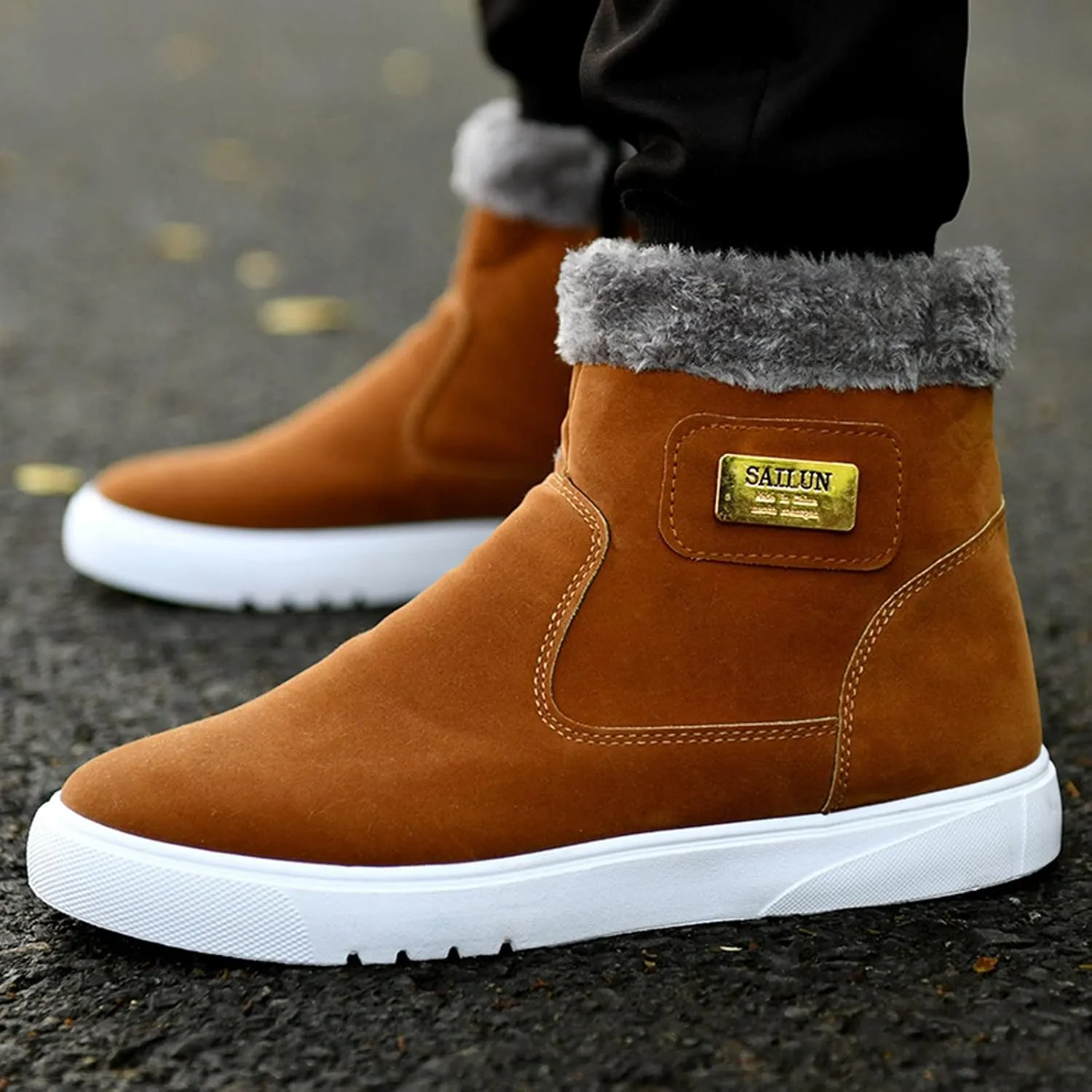 Men's Winter Boots High Top Men's Shoes Shoes Thickened Warm Snow Boots Snow Work Boots Men