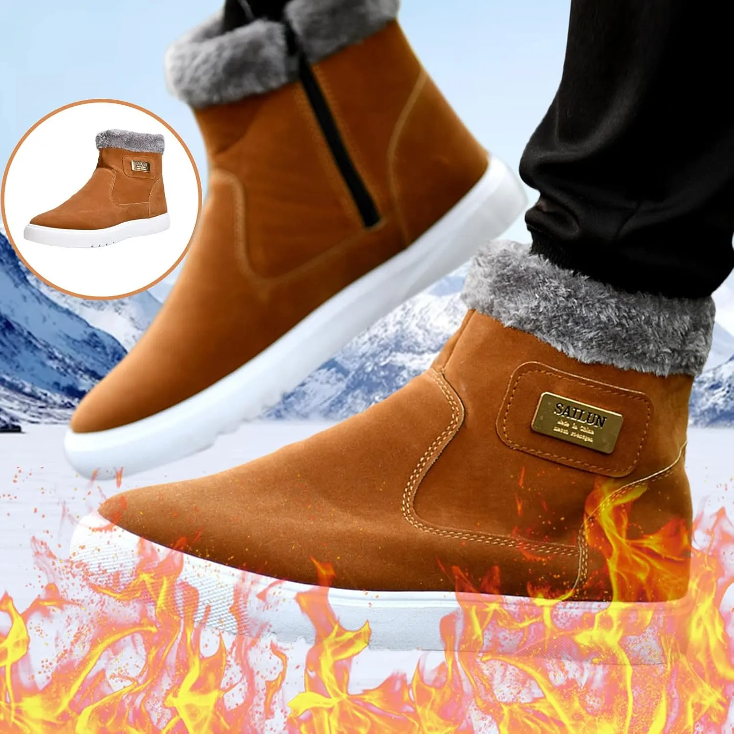 Men's Winter Boots High Top Men's Shoes Shoes Thickened Warm Snow Boots Snow Work Boots Men