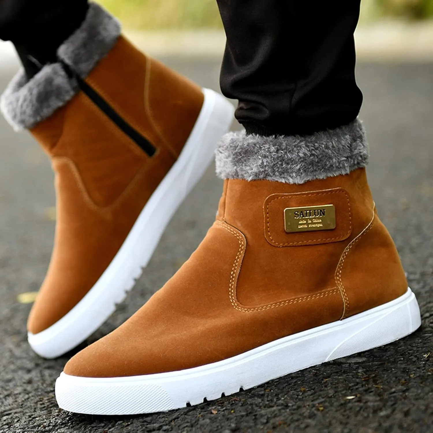 Men's Winter Boots High Top Men's Shoes Shoes Thickened Warm Snow Boots Snow Work Boots Men