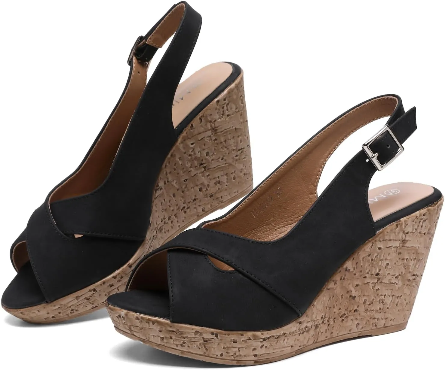 Mintzice Women's Peep Toe Casual Comfortable Dressy Adjustable Buckle Strap Slingback Platform Wedge Sandals