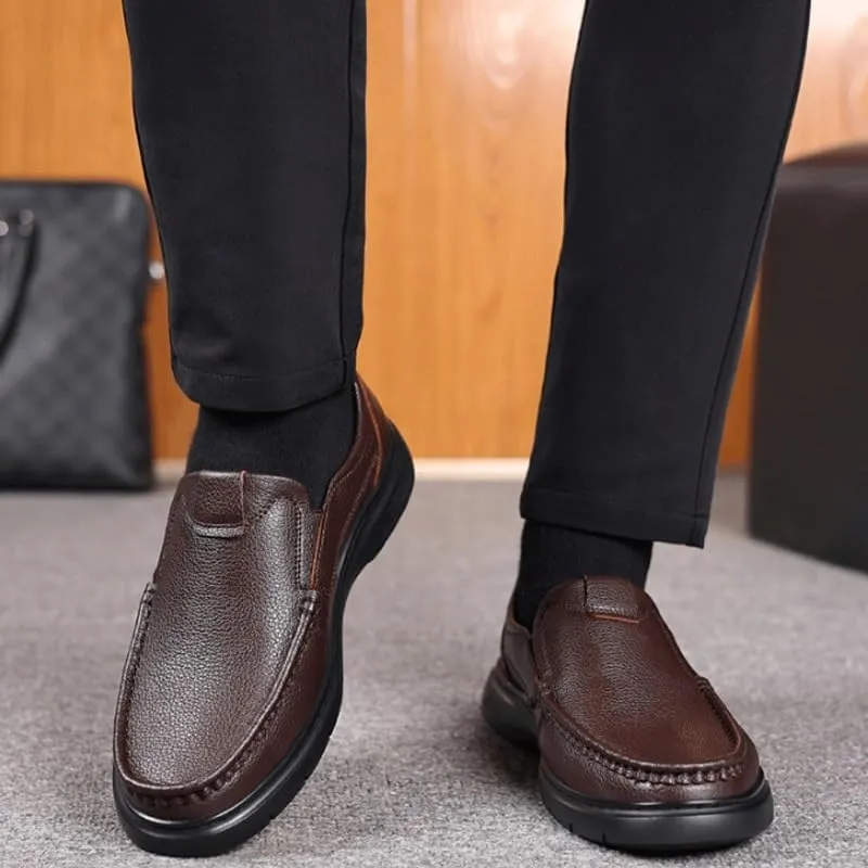 Modern Men's Derby Cap-Toe Shoes Polished Leather Formal Footwear with Cushioned Midsole for Office Commuting & Evening Functions