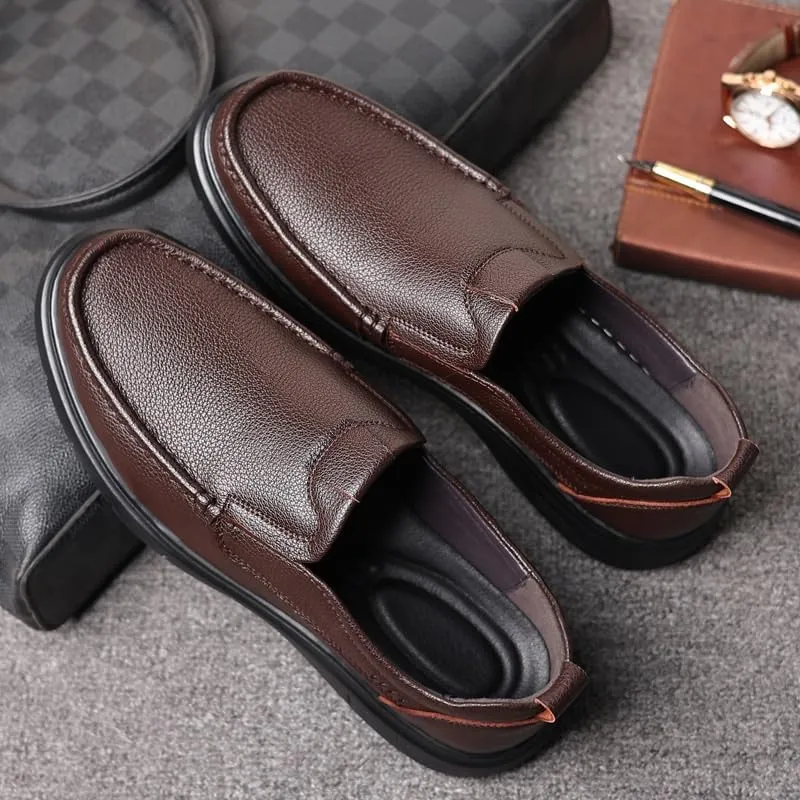 Modern Men's Derby Cap-Toe Shoes Polished Leather Formal Footwear with Cushioned Midsole for Office Commuting & Evening Functions