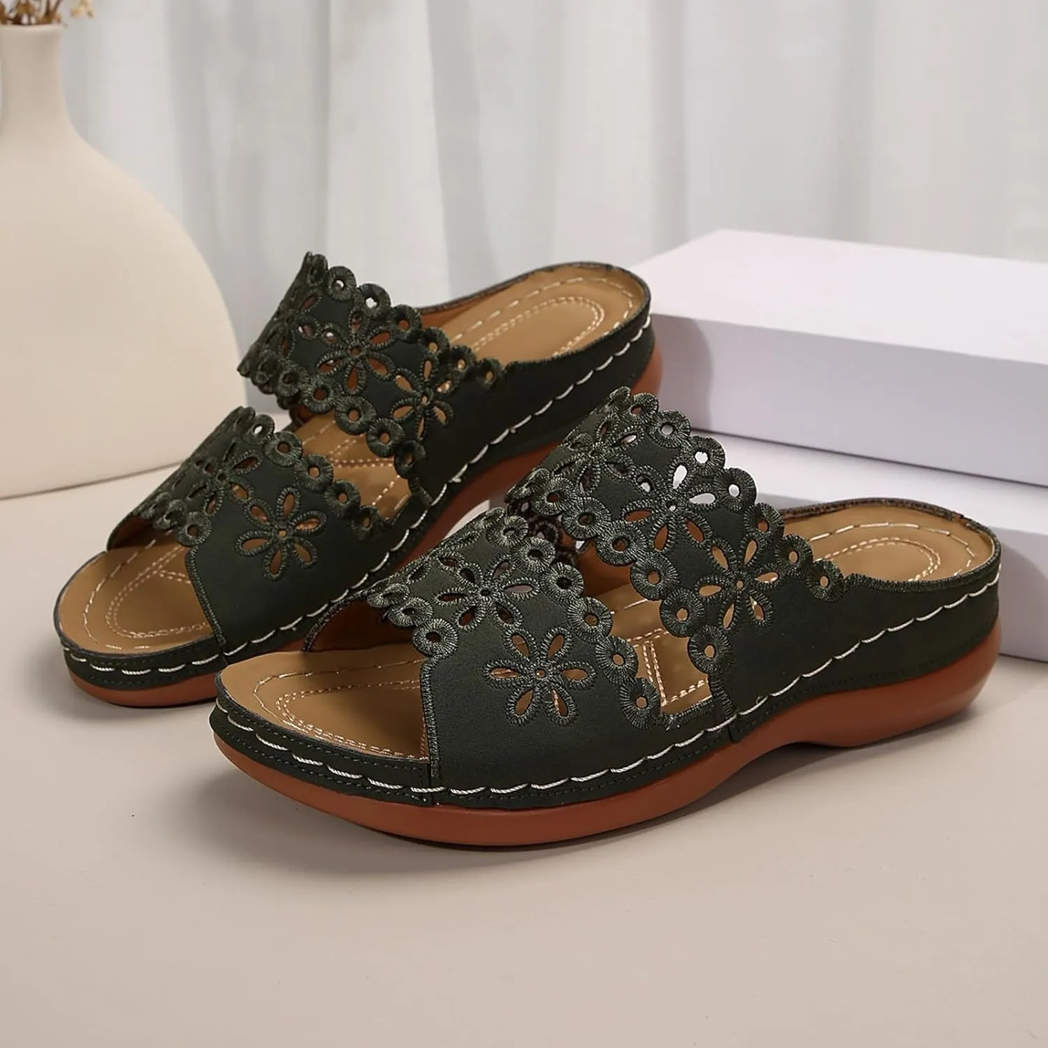 Non Slip Thick Bottom Sandals for Women Summer Low Wedges Comfortable Open Toe Sandal Beach Sandals for Women