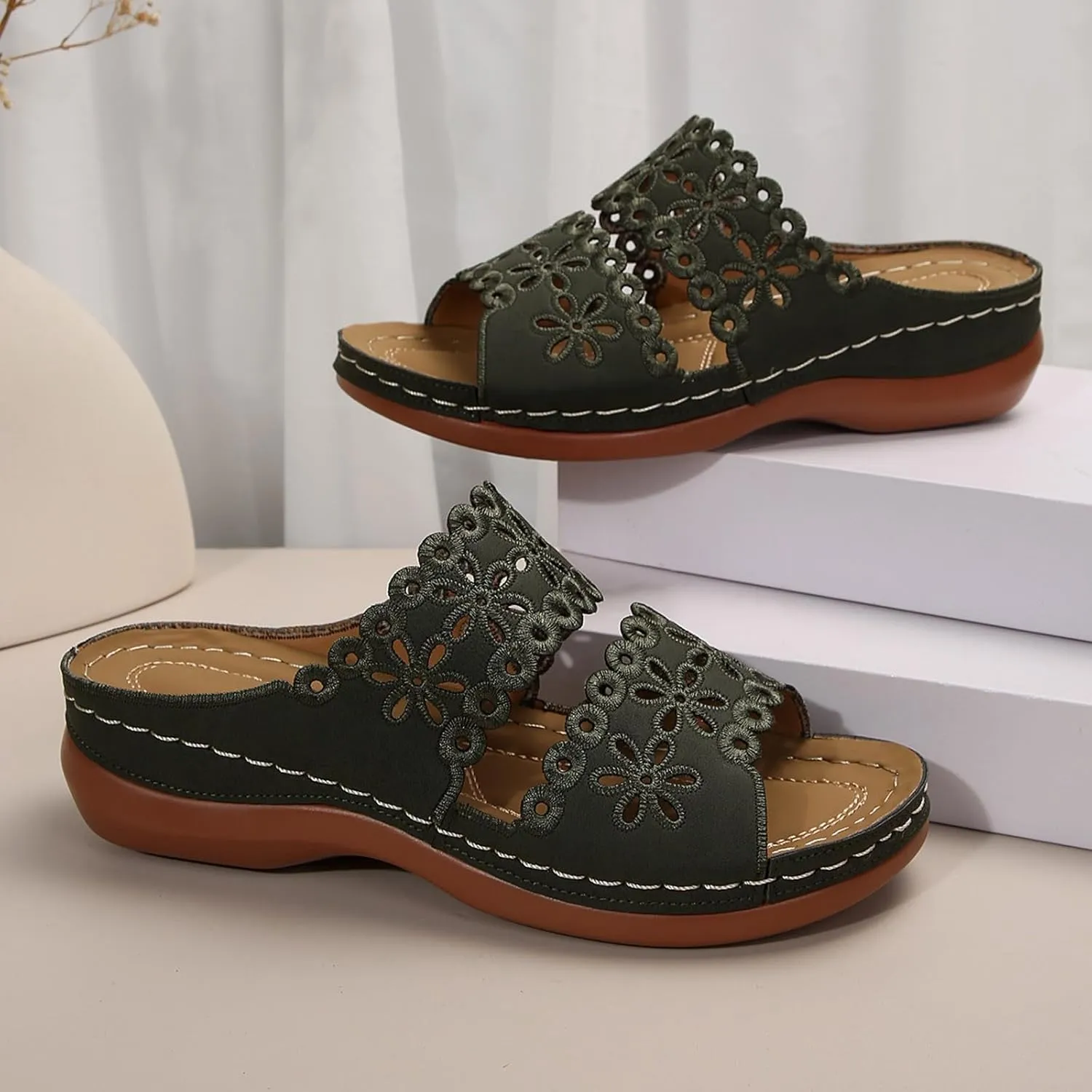 Non Slip Thick Bottom Sandals for Women Summer Low Wedges Comfortable Open Toe Sandal Beach Sandals for Women