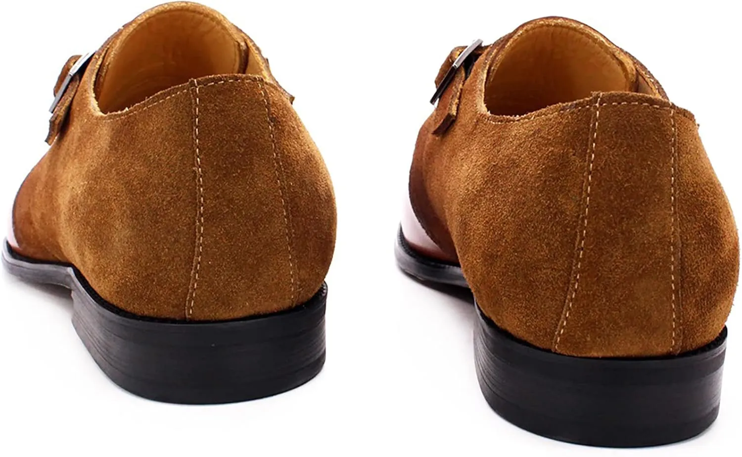 Oxford Dress Shoes for Men Buckle Slip On Monk Strap Shoes Leather Low Top Non Slip Brogues Wedding Office Shoes,Brown-45