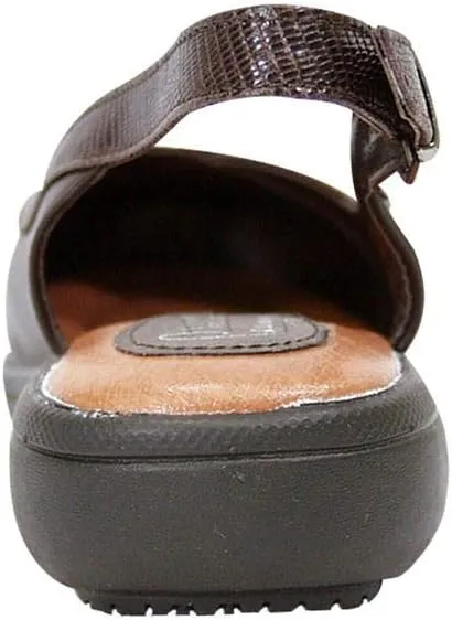 Peerage June Women Wide Width Casual Leather Slingback Clogs