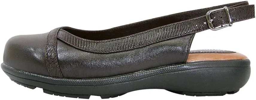 Peerage June Women Wide Width Casual Leather Slingback Clogs