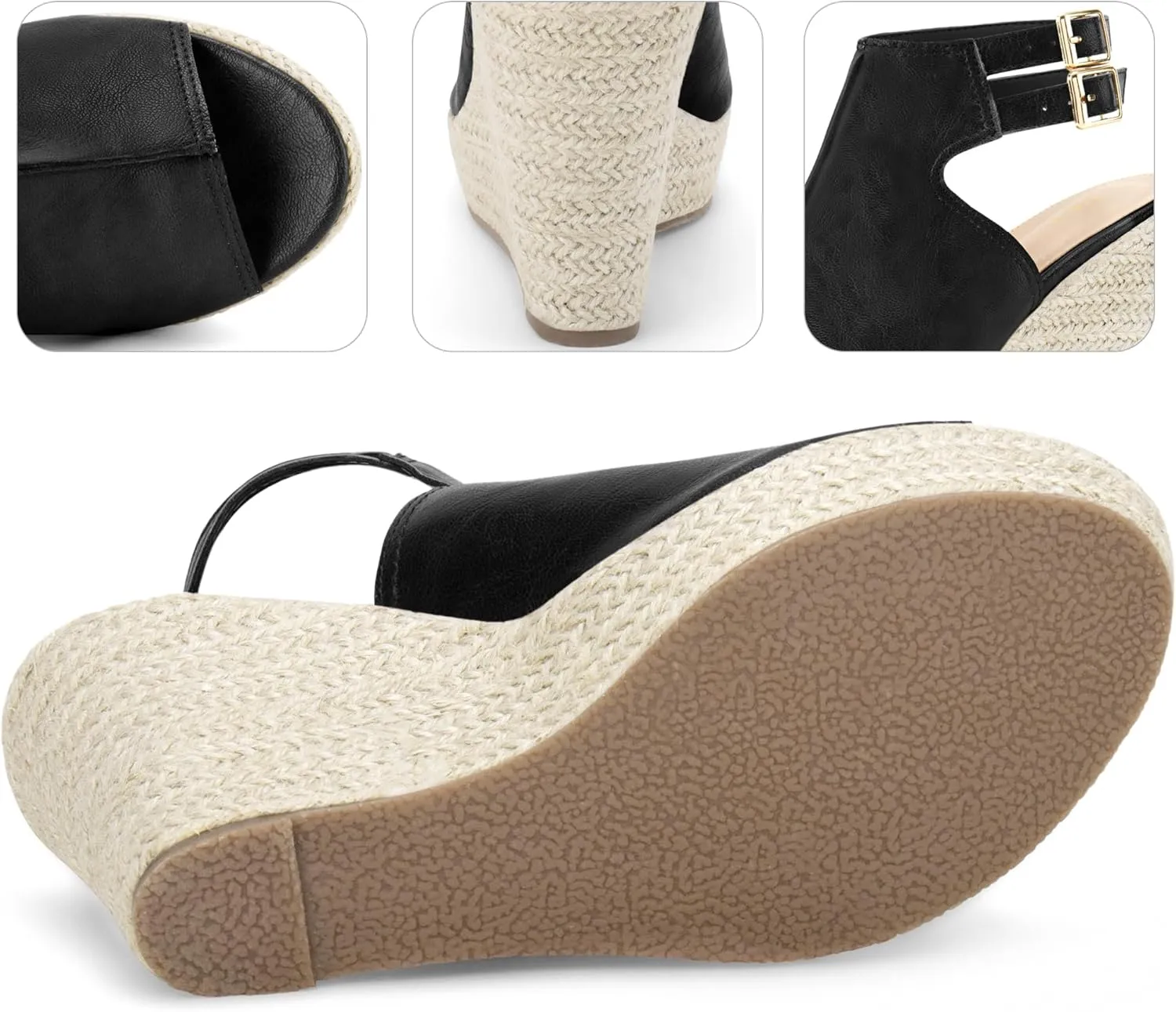 Perphy Espadrilles Slingback Wedges Peep Toe Platform Wedge Heel Sandals for Women