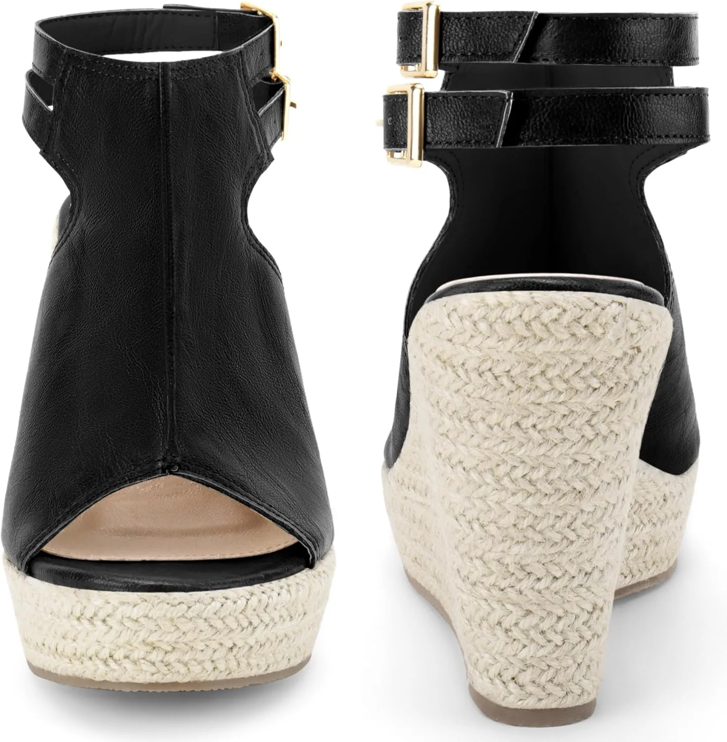 Perphy Espadrilles Slingback Wedges Peep Toe Platform Wedge Heel Sandals for Women