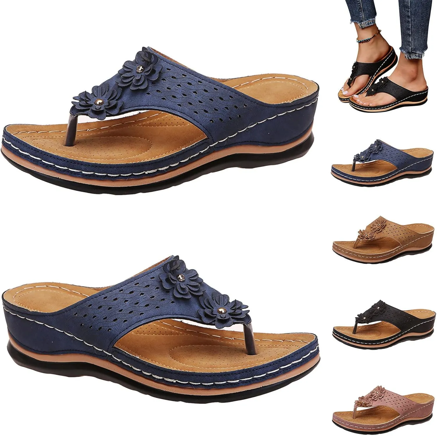 Platform Sandals for Women Summer Beach Walking Cushion Sandals Temperament Sandals Comfortable Slides Sandals