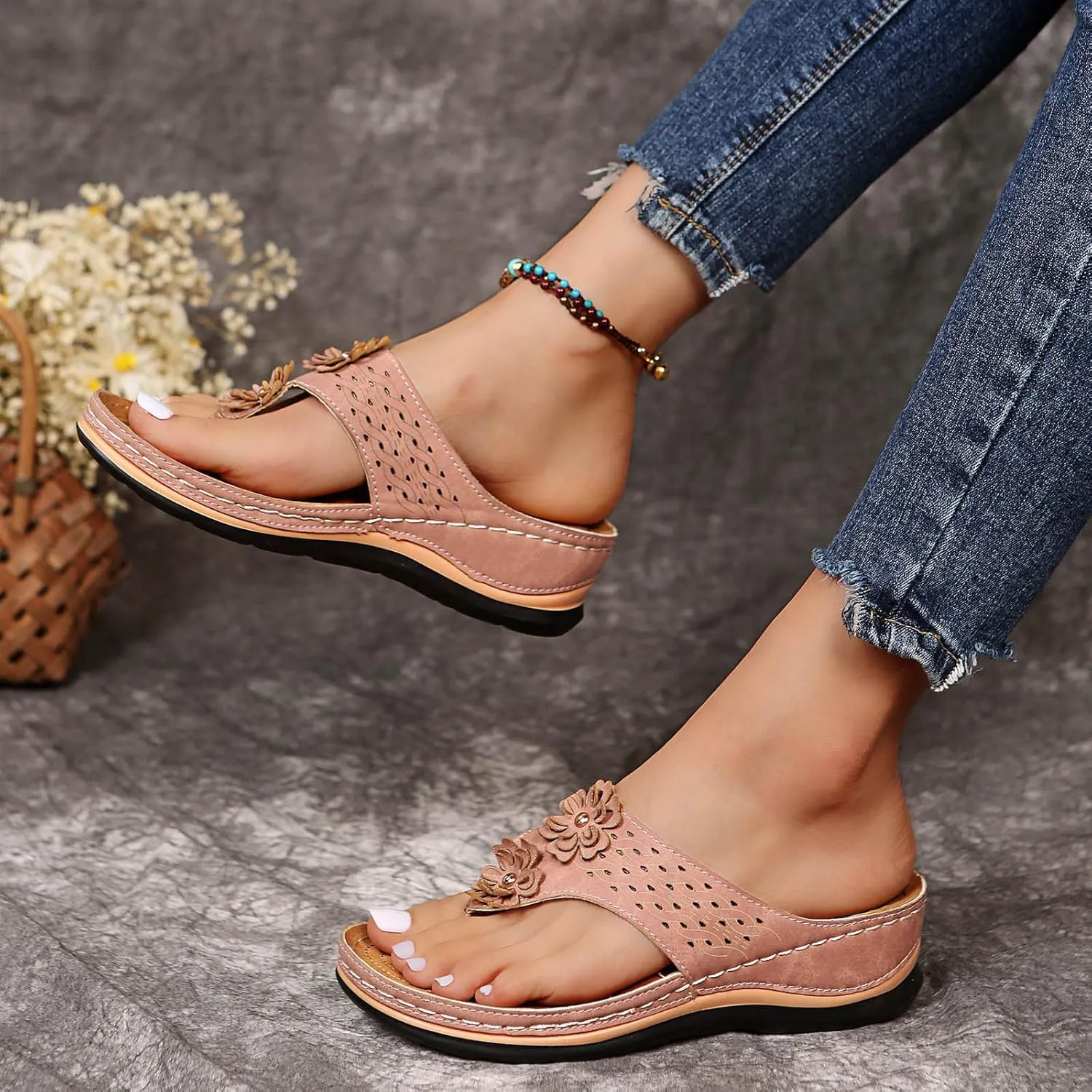 Platform Sandals for Women Summer Beach Walking Cushion Sandals Temperament Sandals Comfortable Slides Sandals