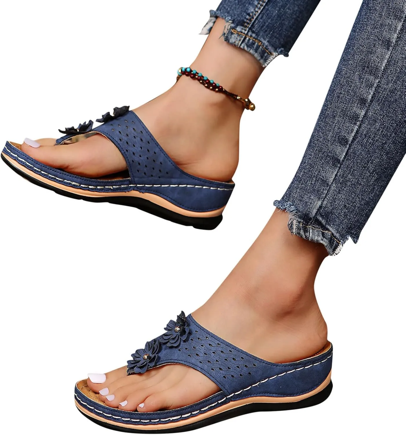 Platform Sandals for Women Summer Beach Walking Cushion Sandals Temperament Sandals Comfortable Slides Sandals