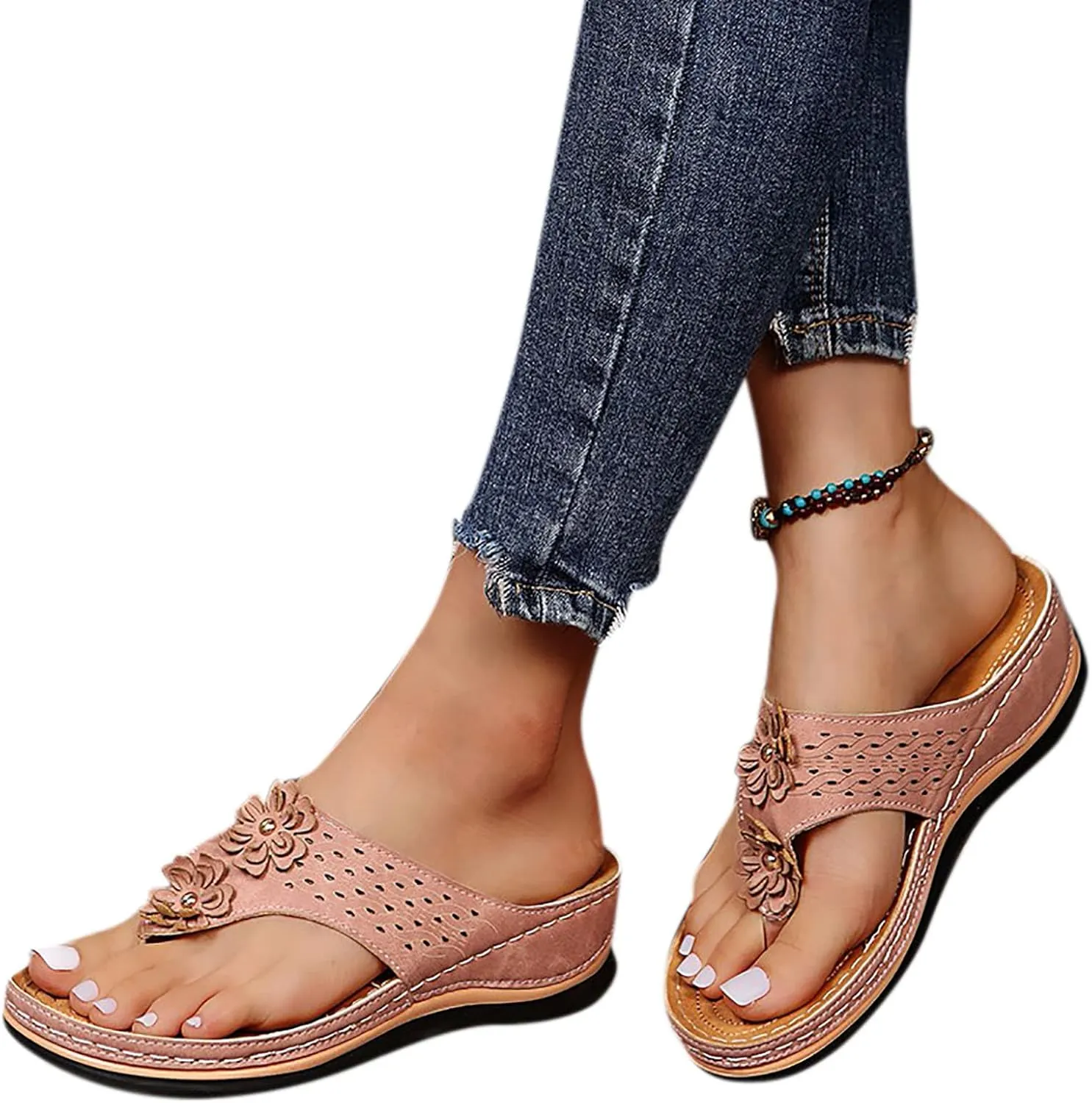 Platform Sandals for Women Summer Beach Walking Cushion Sandals Temperament Sandals Comfortable Slides Sandals