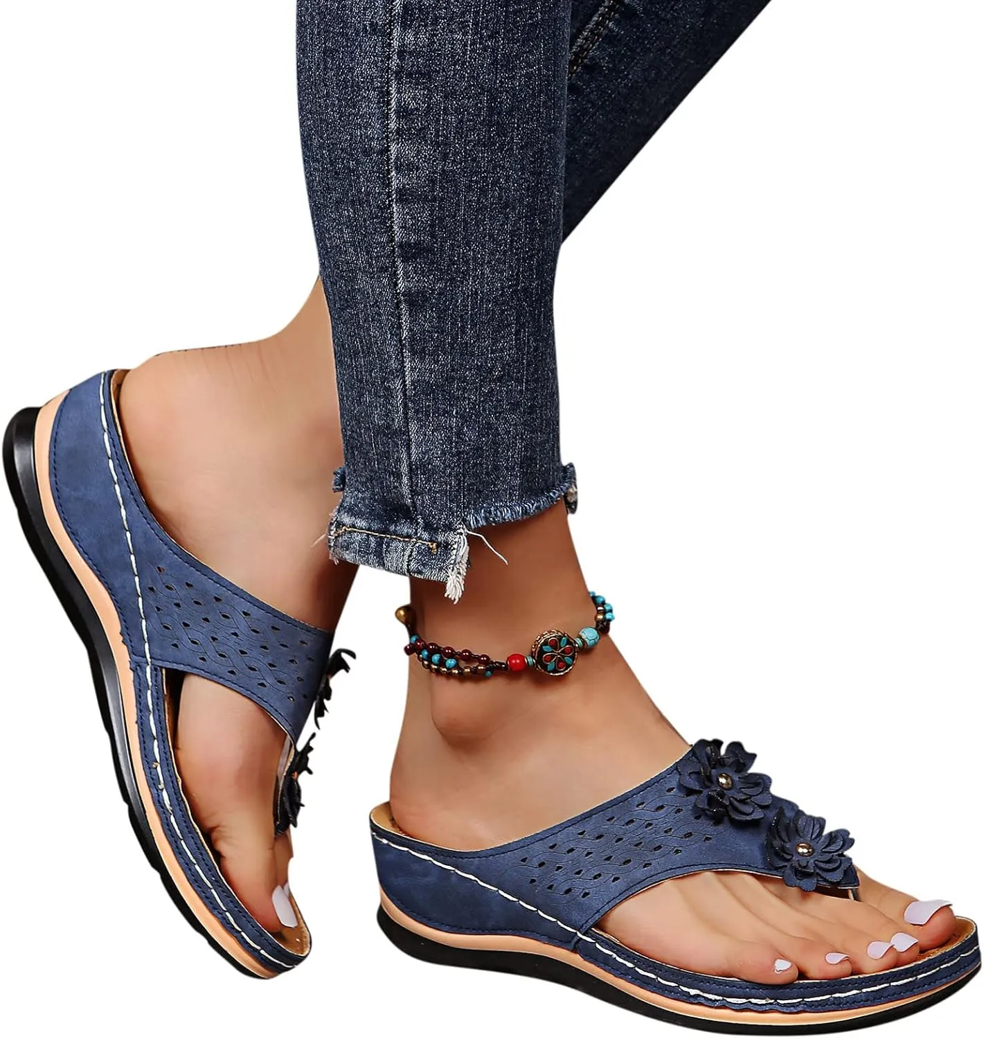 Platform Sandals for Women Summer Beach Walking Cushion Sandals Temperament Sandals Comfortable Slides Sandals