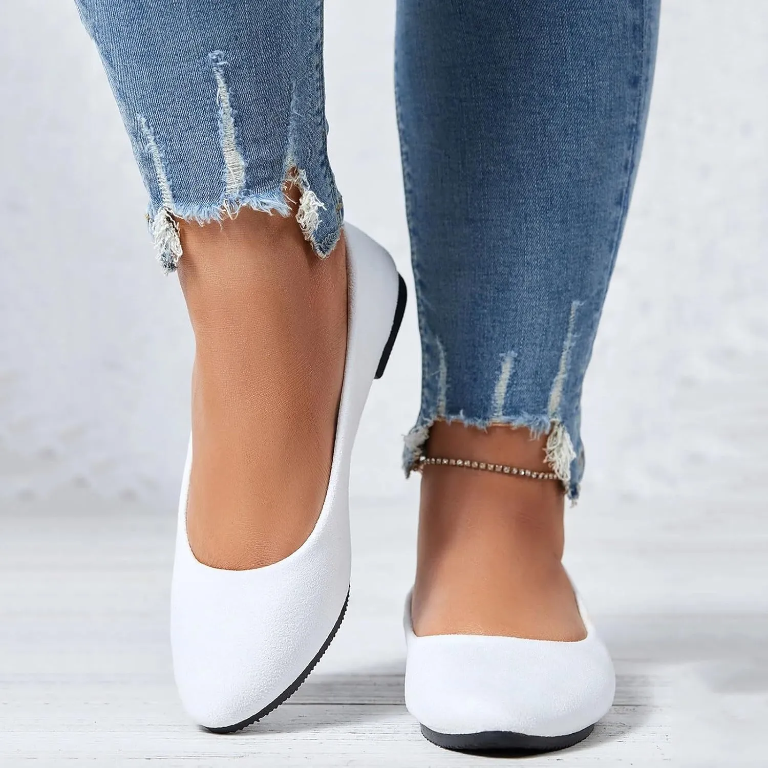 Pointed Toe Flats for Women Dressy Casual, Low Heel Dress Shoes Comfortable, Slip-on Business Work Loafer Shoes for Women
