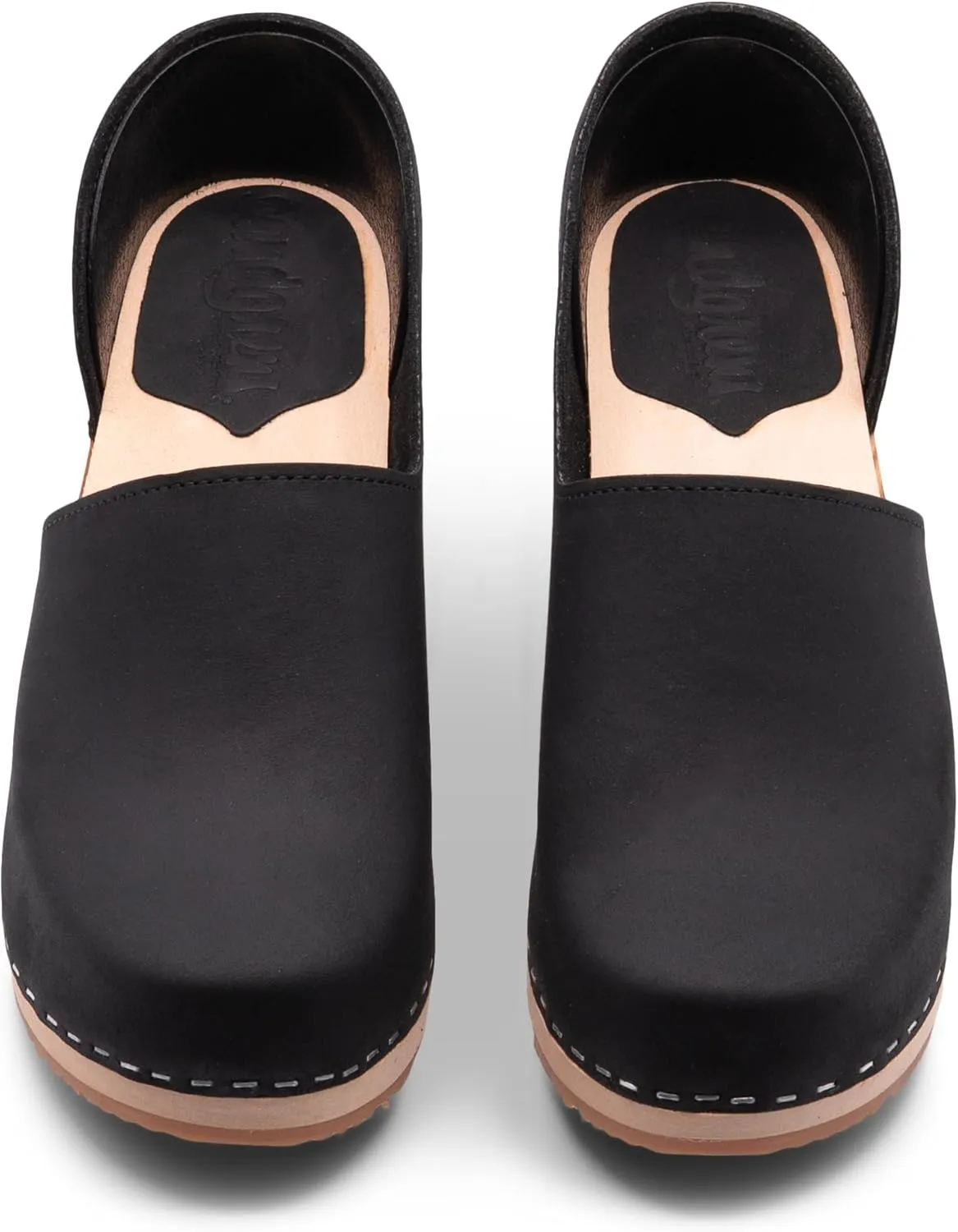 Sandgrens Handmade Swedish High Heel Wood Closed-Back Clogs for Women | Brett