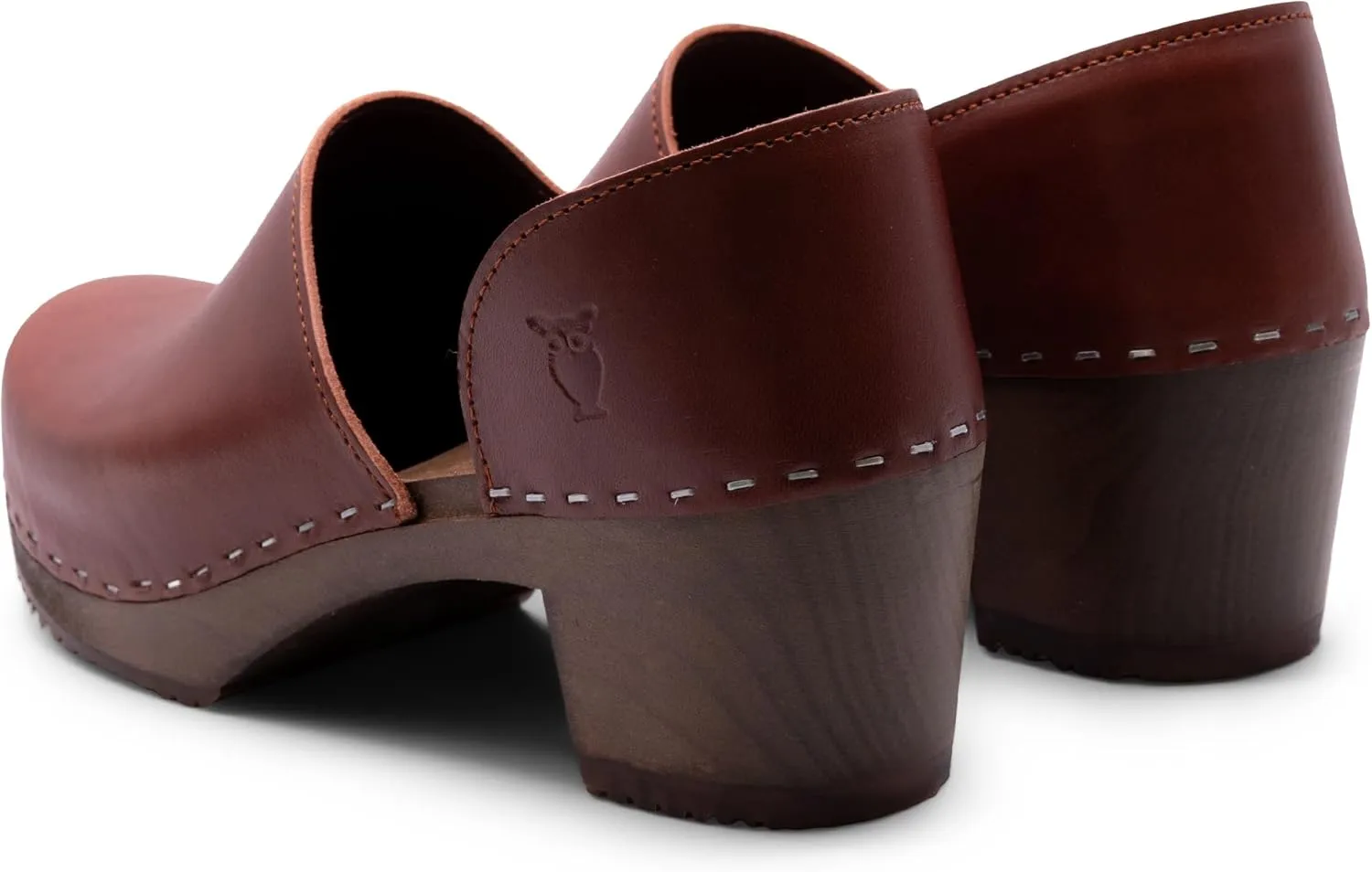 Sandgrens Handmade Swedish High Heel Wood Closed-Back Clogs for Women | Brett