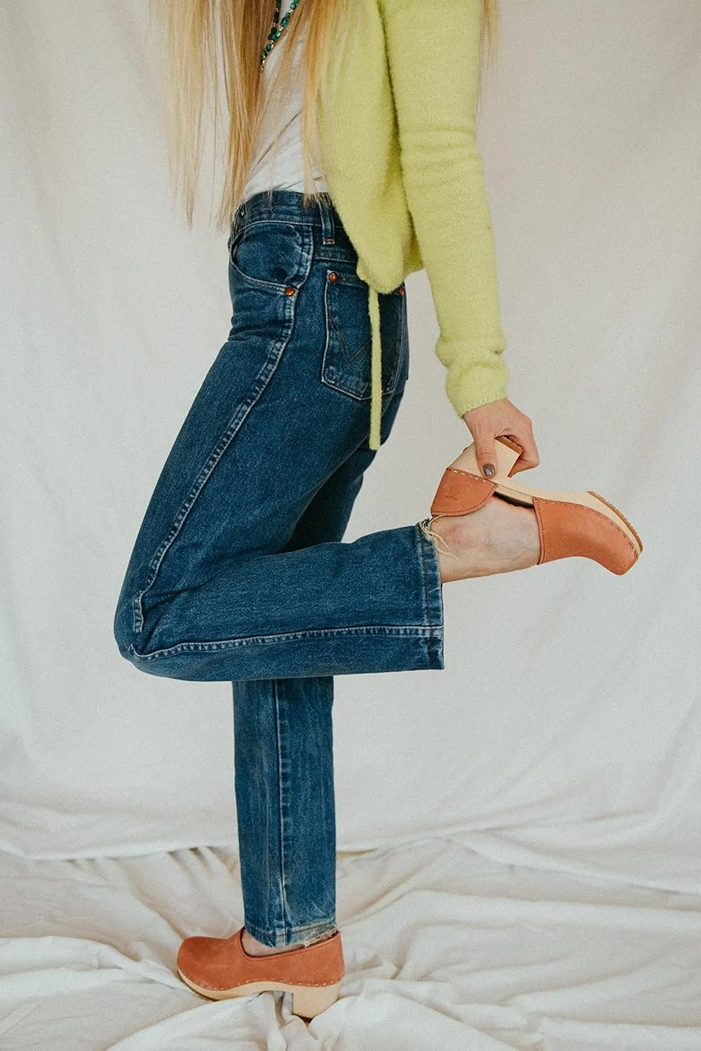 Sandgrens Handmade Swedish High Heel Wood Closed-Back Clogs for Women | Brett