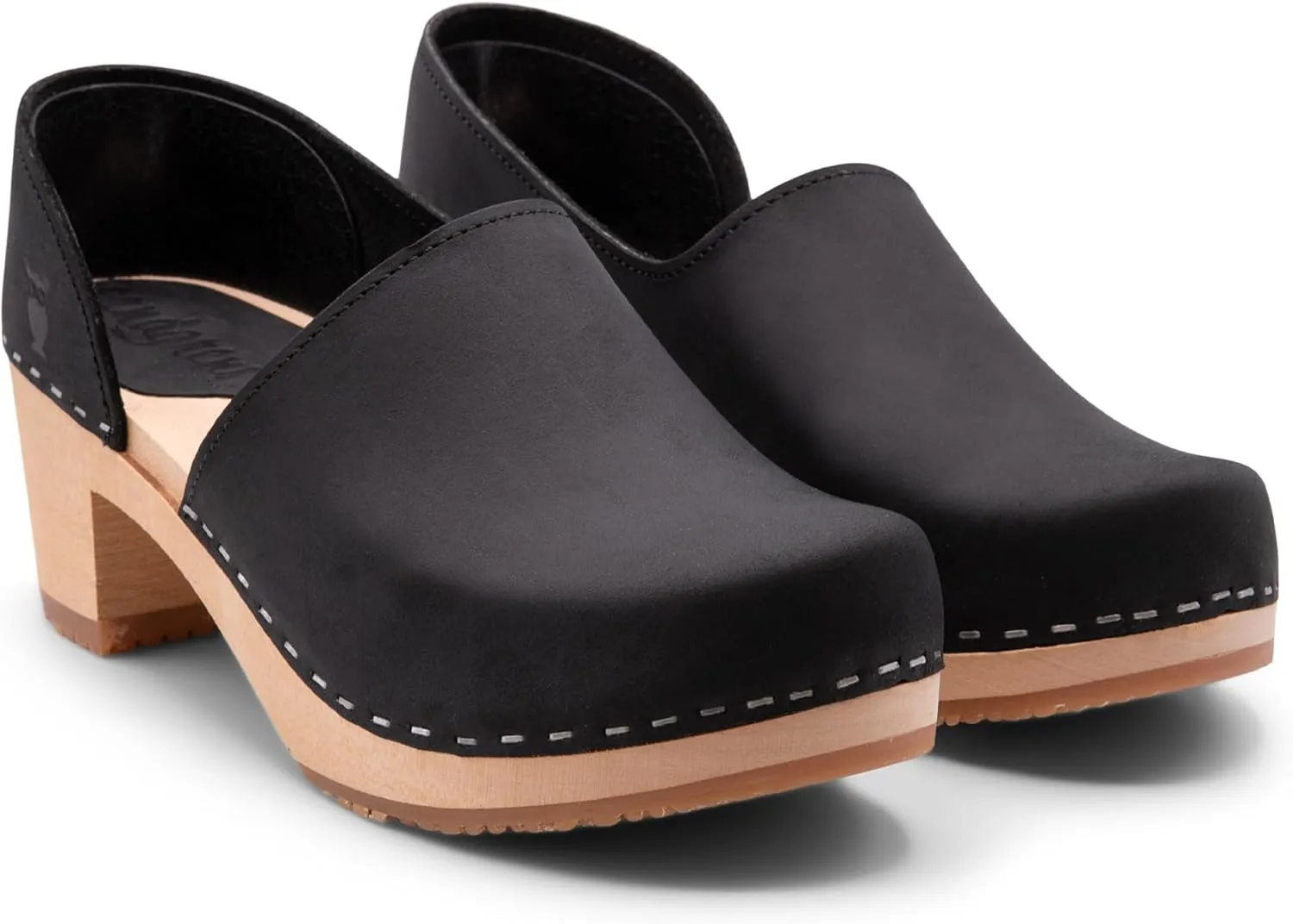 Sandgrens Handmade Swedish High Heel Wood Closed-Back Clogs for Women | Brett