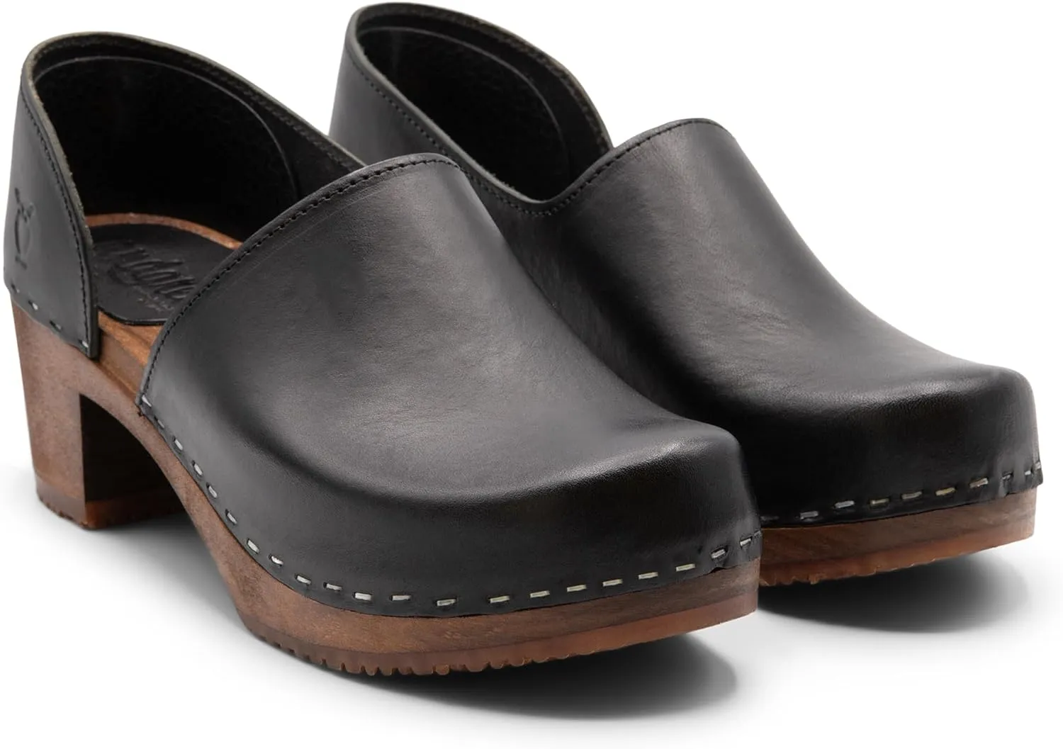 Sandgrens Handmade Swedish High Heel Wood Closed-Back Clogs for Women | Brett