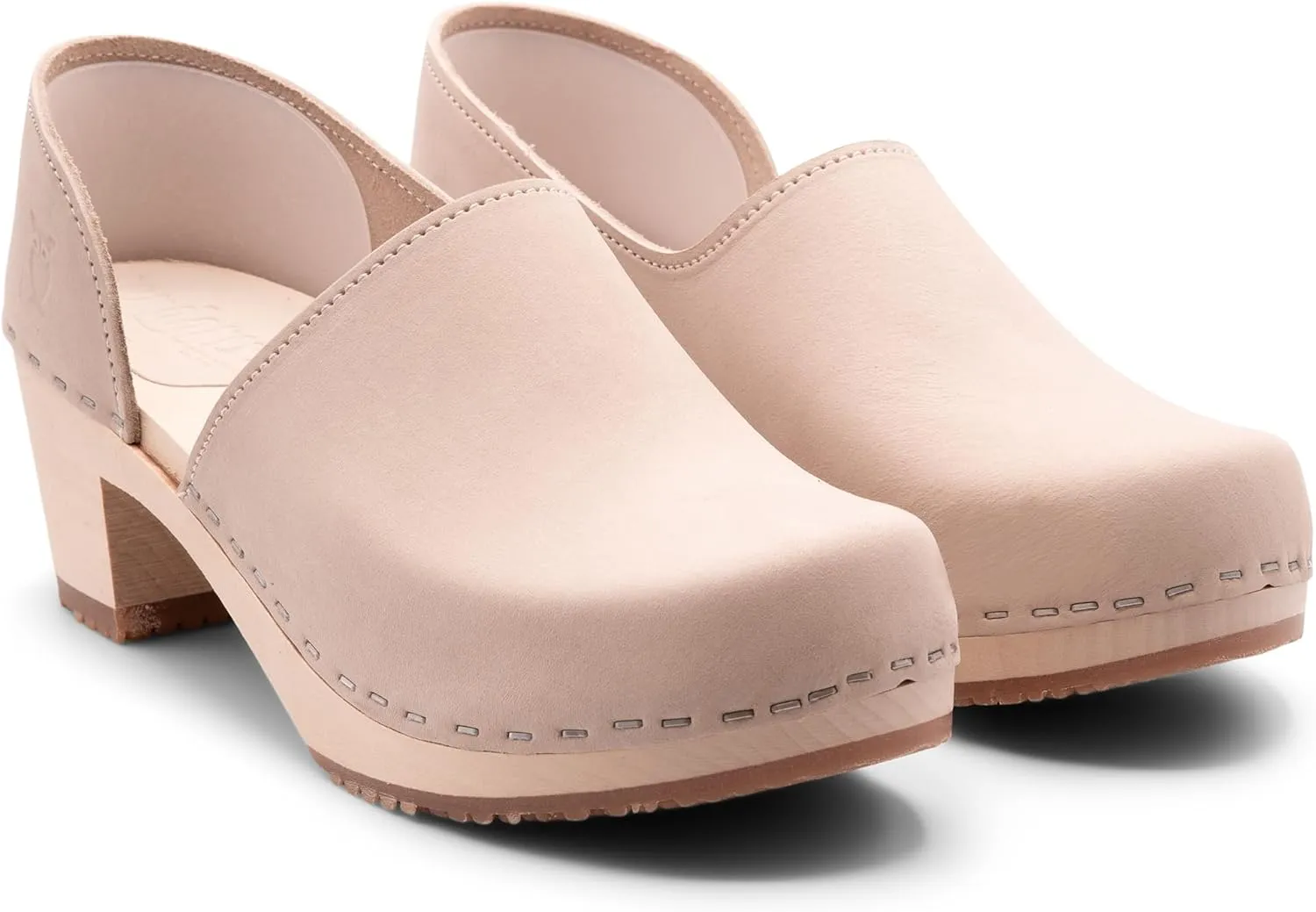 Sandgrens Handmade Swedish High Heel Wood Closed-Back Clogs for Women | Brett