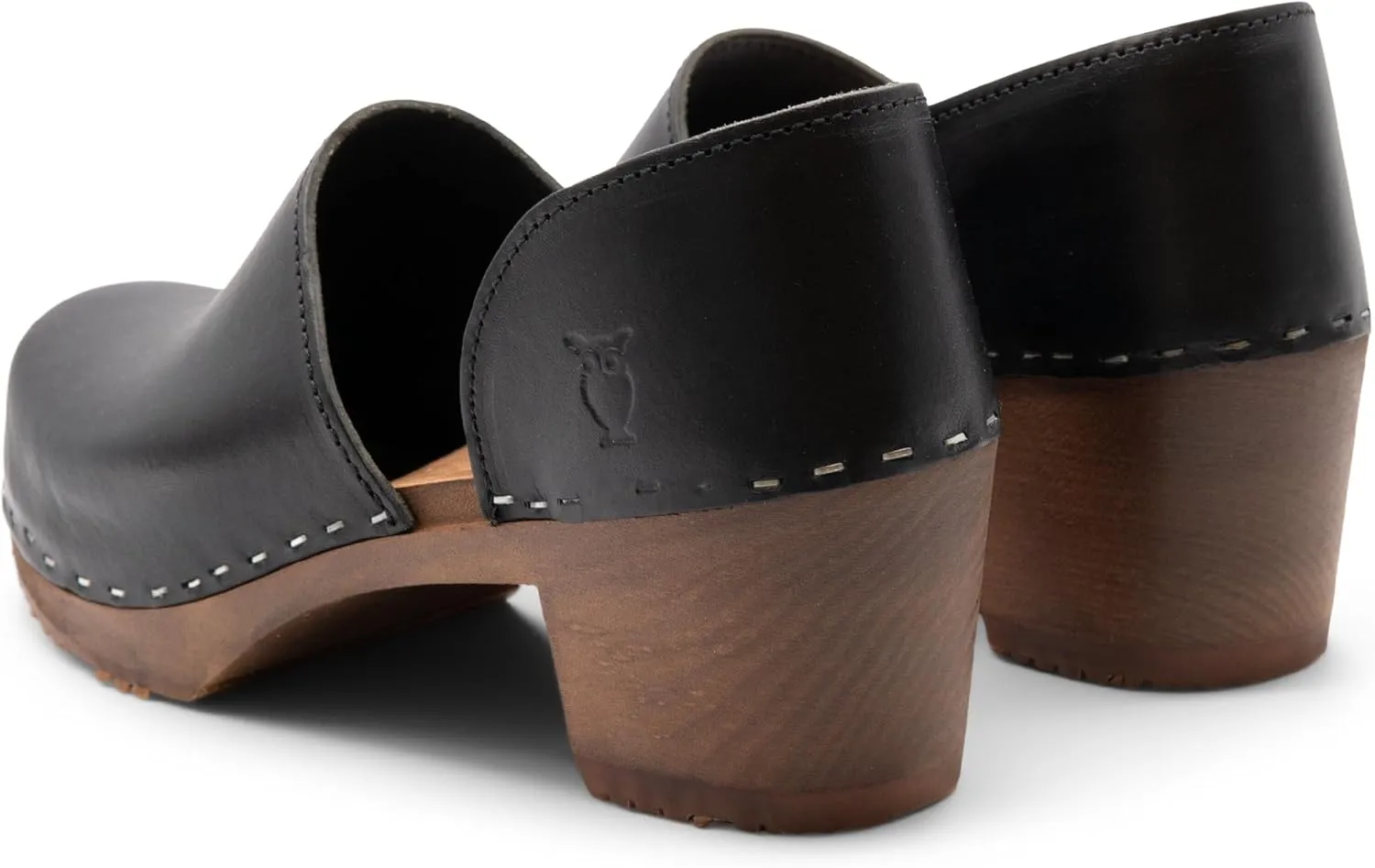 Sandgrens Handmade Swedish High Heel Wood Closed-Back Clogs for Women | Brett