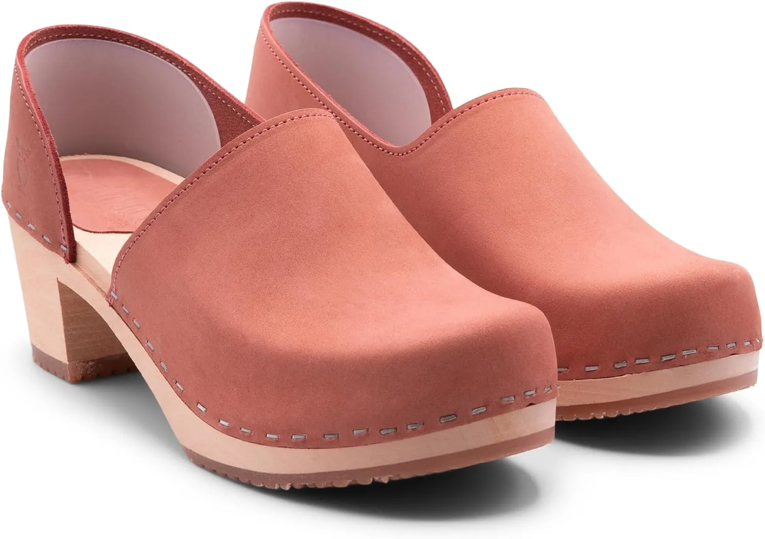 Sandgrens Handmade Swedish High Heel Wood Closed-Back Clogs for Women | Brett