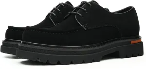 Santimon Men's Genuine Leather Chunky Sole Derby Shoes – Premium Suede & Smooth Leather Upper, Slip-Resistant Comfort Dress Shoes, Business Casual Oxfords for Men