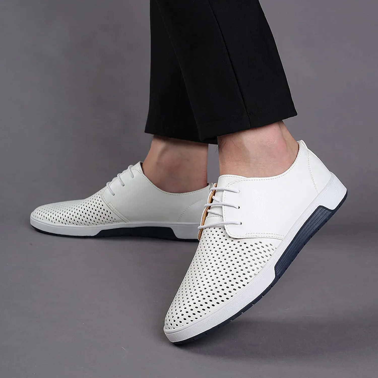 Semi Formal Leather Shoes Men Style Men's Summer Leather Solid Summer Shoes Breathable Men's Dress Shoes Formal Oxfords