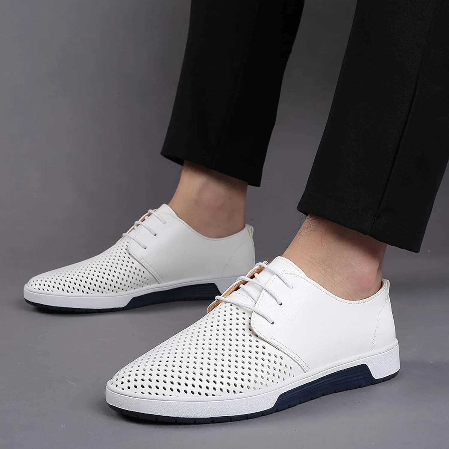 Semi Formal Leather Shoes Men Style Men's Summer Leather Solid Summer Shoes Breathable Men's Dress Shoes Formal Oxfords